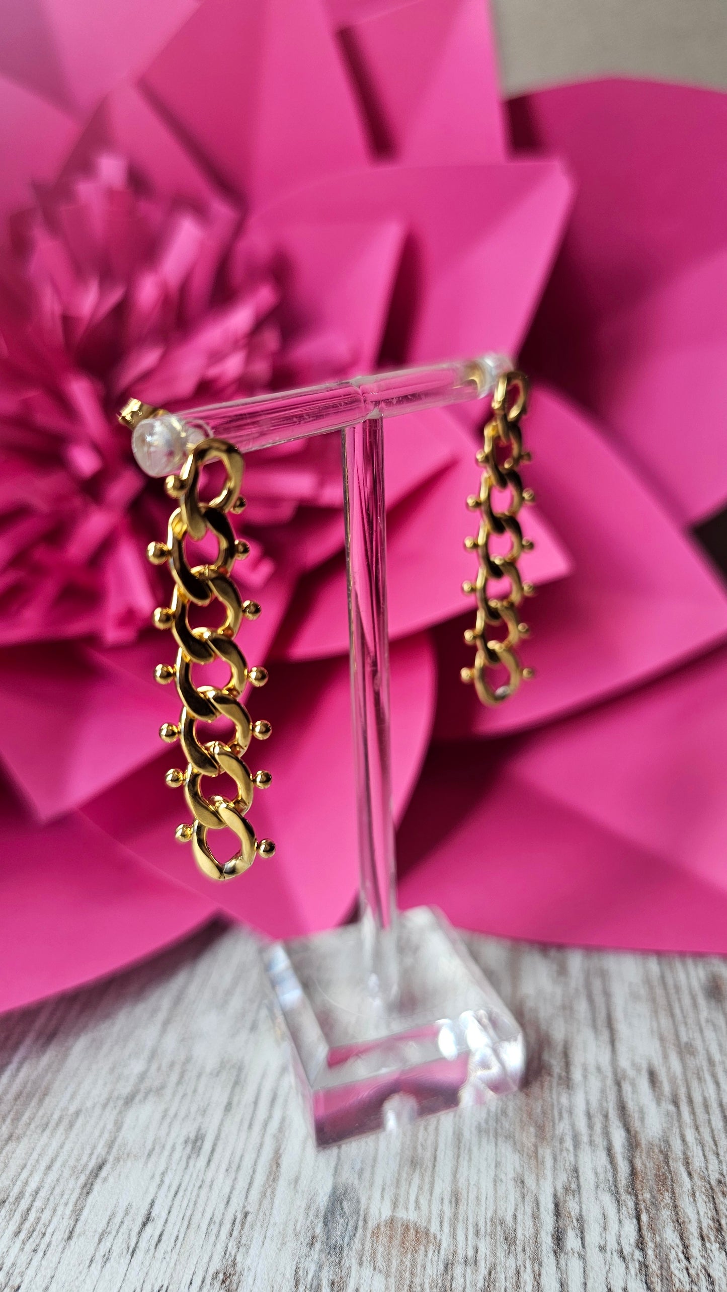 Boucles d'oreilles chaîne dorées
