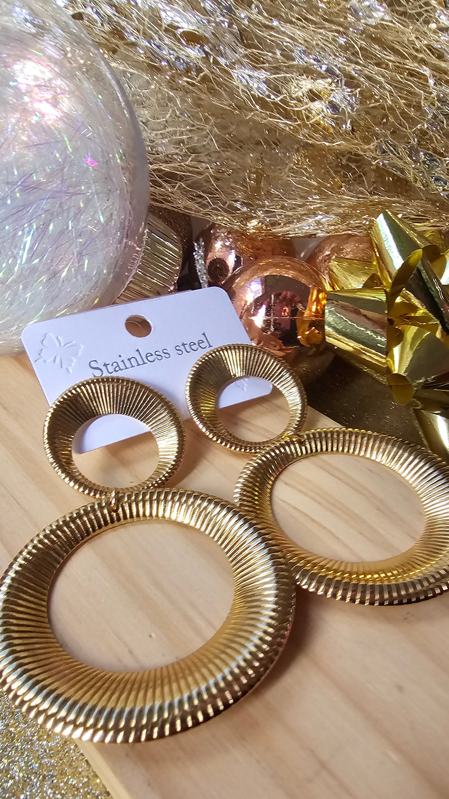 Boucles d’oreilles double ronds en acier doré