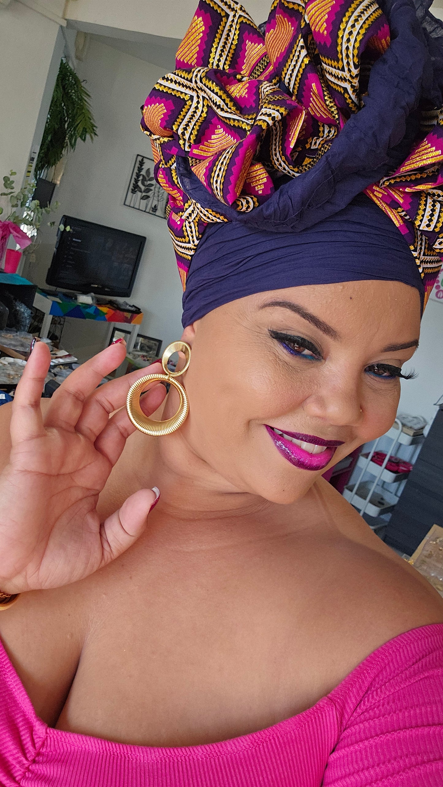 Boucles d’oreilles double ronds en acier doré