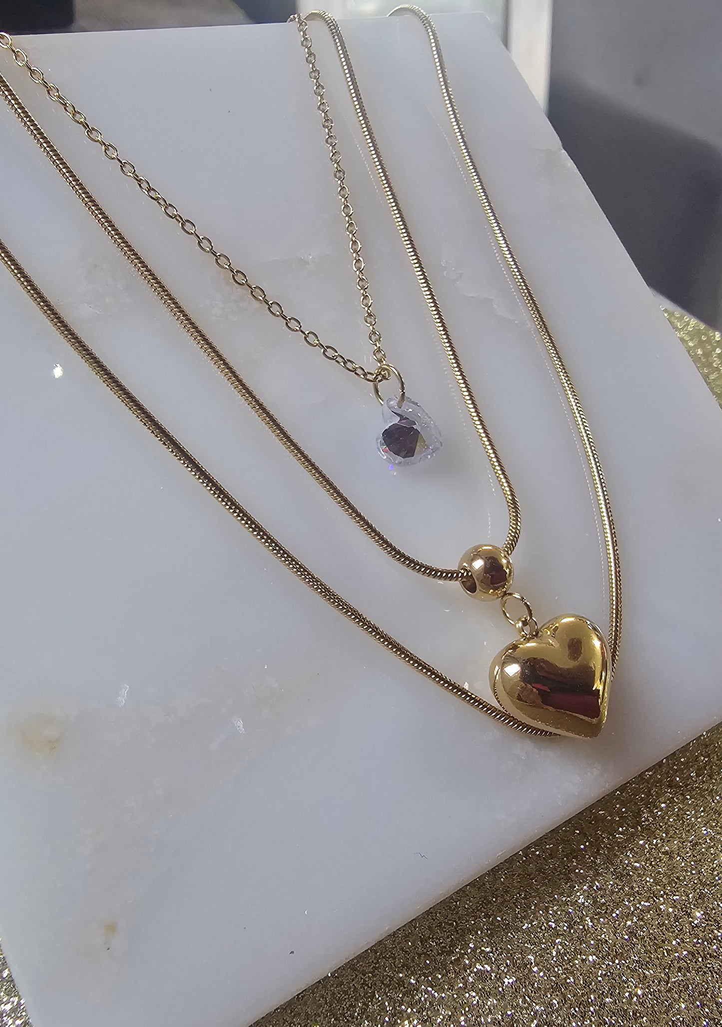 Collier 3 en 1 en acier doré