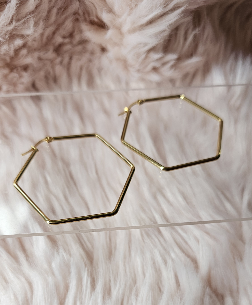 Boucles d’Oreilles Hexagonales en Acier Inoxydable – Modernité et Structure